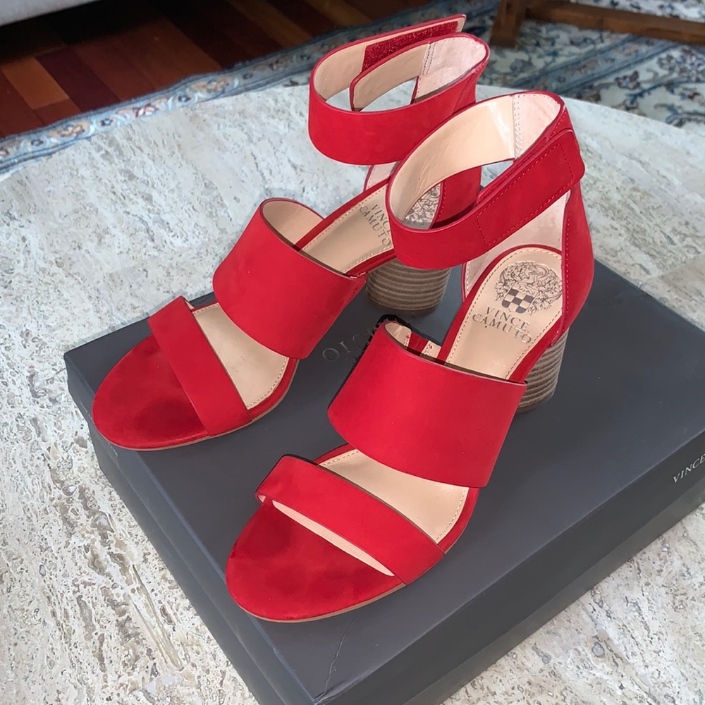 Vince Camuto cherry red oil nubuck sandals